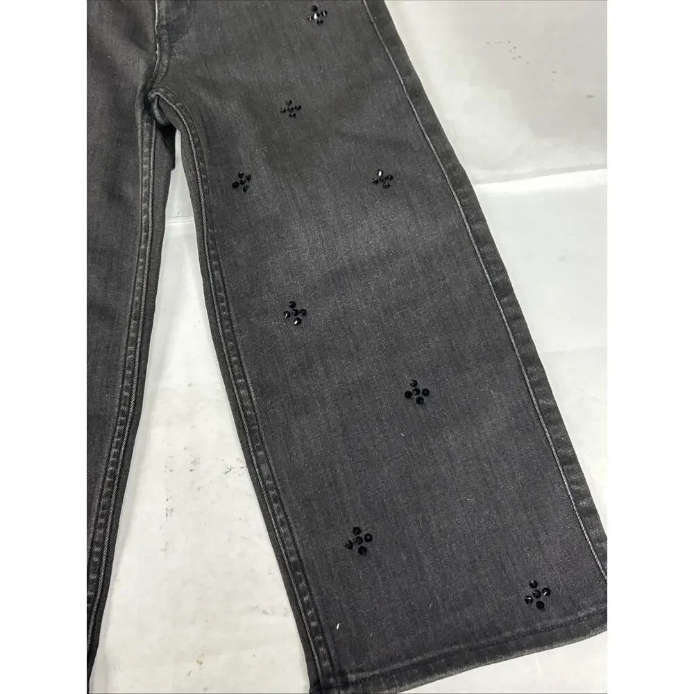 Abercrombie Kids 5/6 Short Girls Wide Leg Jean Black NWT